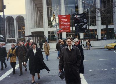Tierney in front of Lincoln Center
