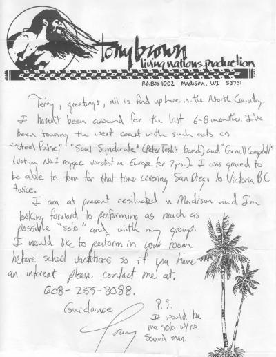 Tony Brown Correspondence