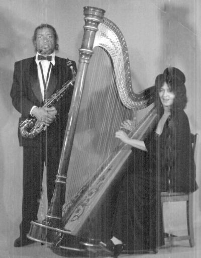 Shirley and Guido Sinclair [Shirley and Guido-harp and sax 2 001.jpg]