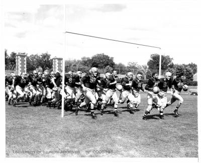 Opening Day of Practice, Illinois Men's Football Team. Sept. 2, 1956