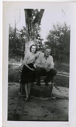 Anna Fay with unidentified man at a park