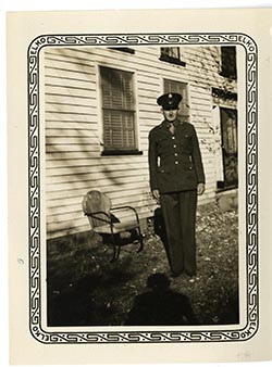 Unidentified man in military uniform at Russell and Ruth's house