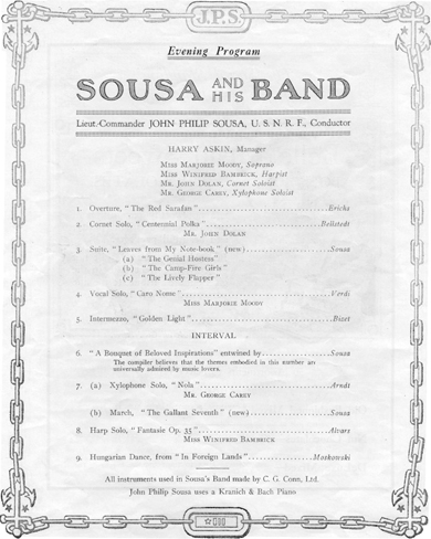 Sousa Band Souvenir Concert Program (page 9)