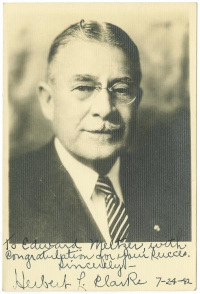 Portrait of Herbert L. Clarke, dedicated to Edward Meltzer